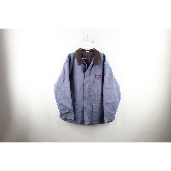 Vintage 90s Mens 2XL Faded Chicago Laborers Union Blanket Lined Denim Jacket USA
